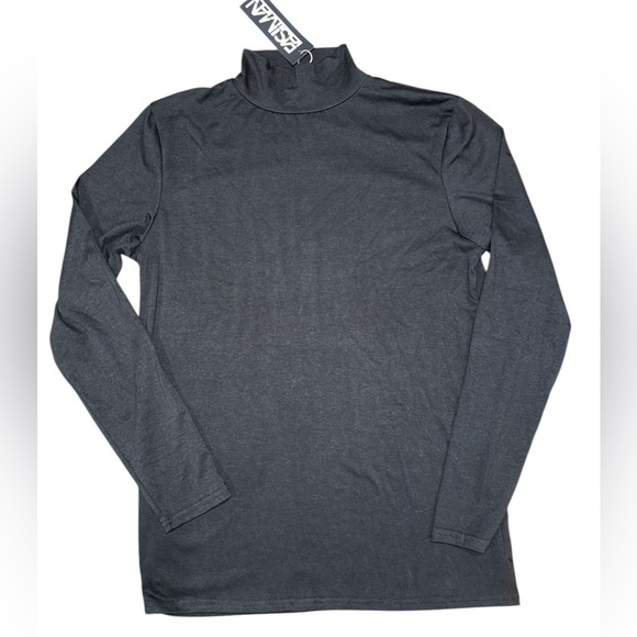 Fasiman Men’s Black Mock Neck Long Sleeve Shirt NWT - Picture 2 of 6
